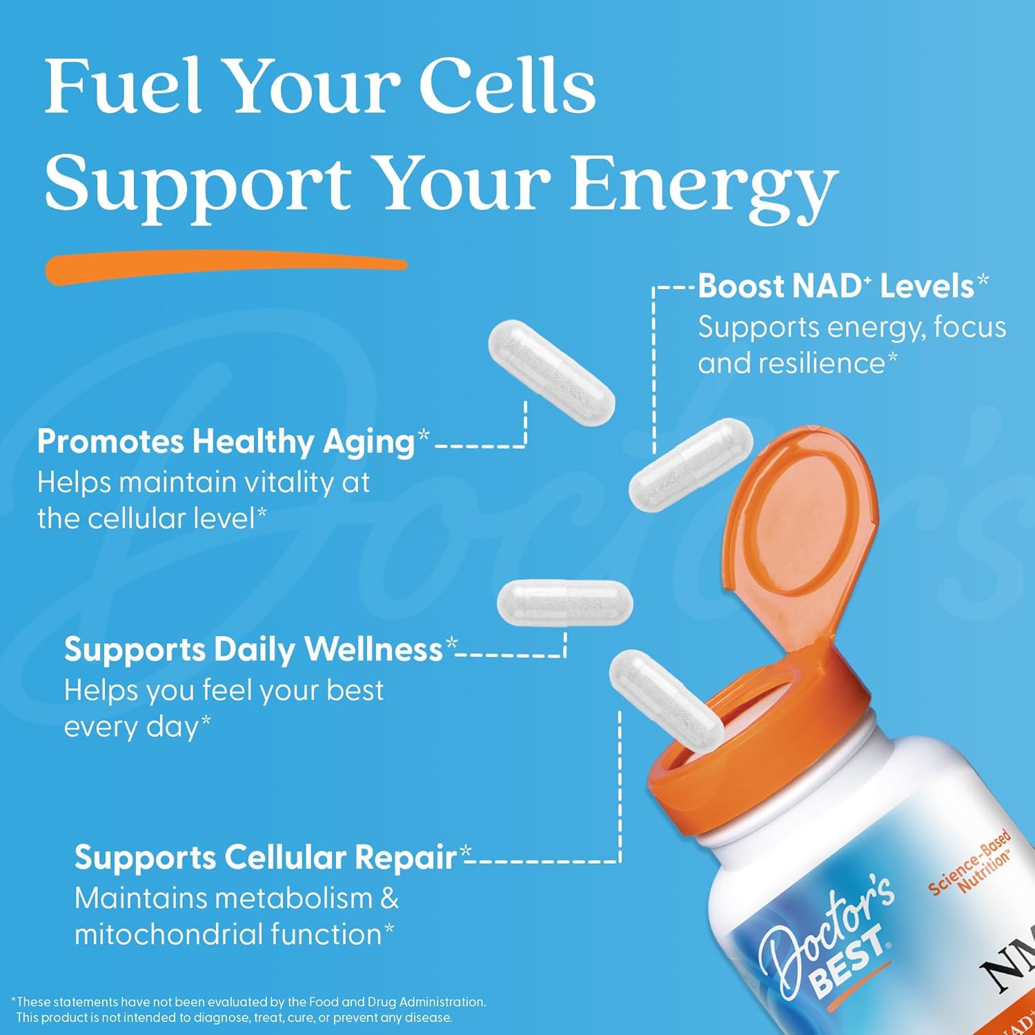Doctor's Best NMN Supplement – 200 mg per Capsule, 60 Veg Caps, Supports NAD+ & Cellular Energy - görsel 3