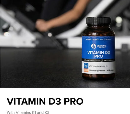Designs for Sport Vitamin D3 Pro – D3, K1 & K2 Blend – 60 Soft gel capsules