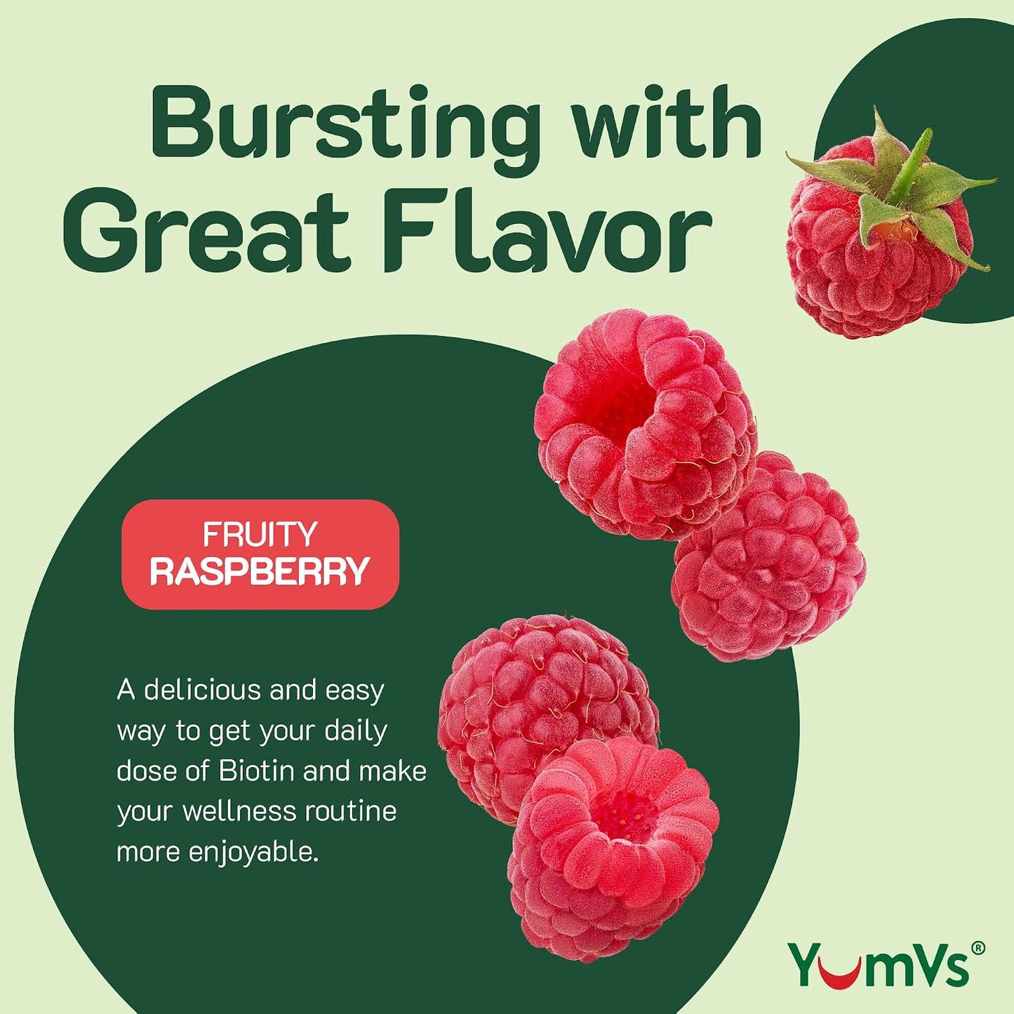 YUM-V'S YumVs Biotin Gummies 5000mcg | Luscious Raspberry Flavour | Hair, Skin & Nails Vitamins for Women and Men (60 Count, Pack of 2) - görsel 3
