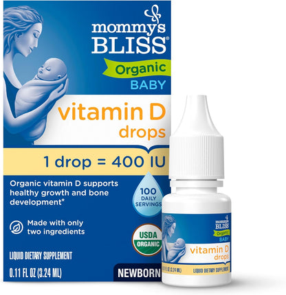 Mommy's Bliss Organic Vitamin D Drops, 400 IU, 3.3 ml (90 Drops)