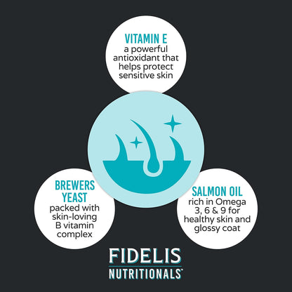 FIDELIS Skin & Coat Plus+ Dog Supplement – – Vitamin E: A potent antioxidant that helps protect skin cells from – Image 2