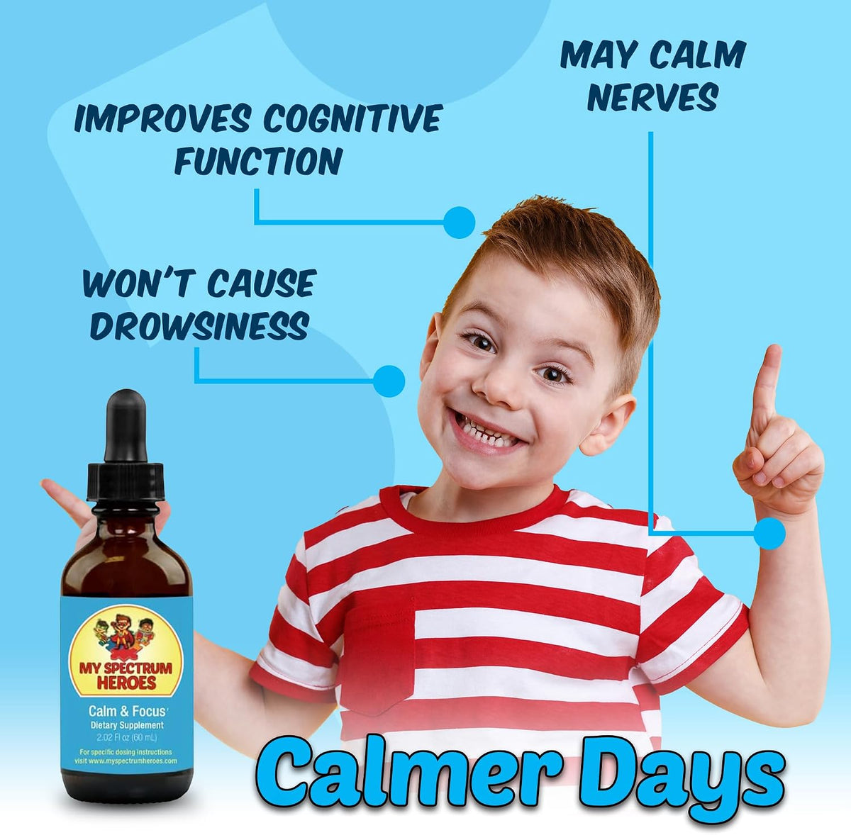 My Spectrum Heroes Calm & Focus Supplement Drops - Brain Support with L-theanine, GABA, Huperzine A - 60 ml - görsel 5