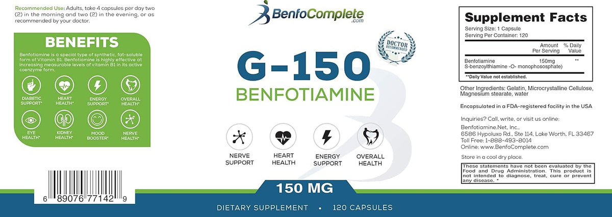 BenfoComplete Benfotiamine 150mg - 120 Gelatine Capsules (Pack of Three) - görsel 2