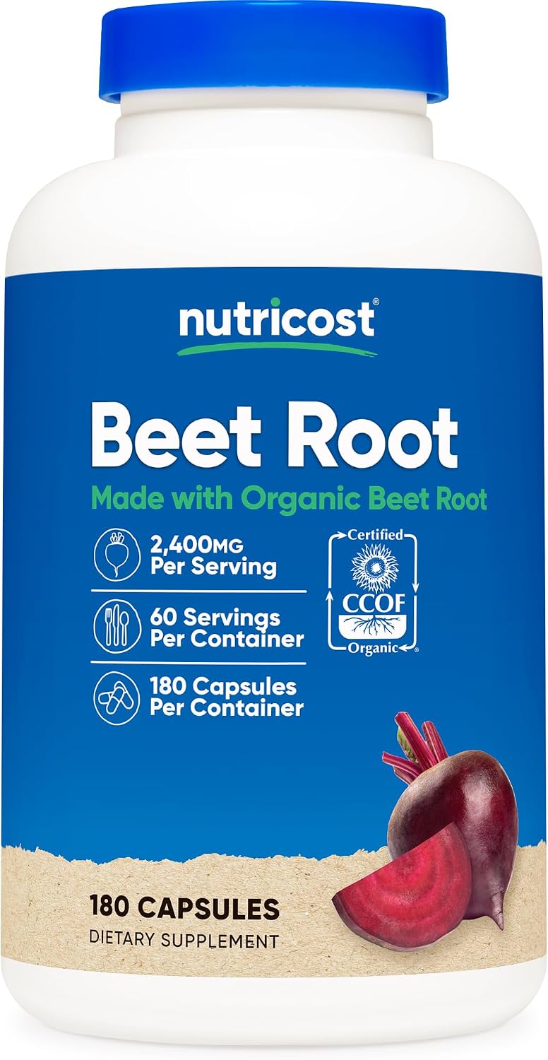 Nutricost Organic Beet Root 2400mg, 180 Capsules - CCOF Certified - görsel 1