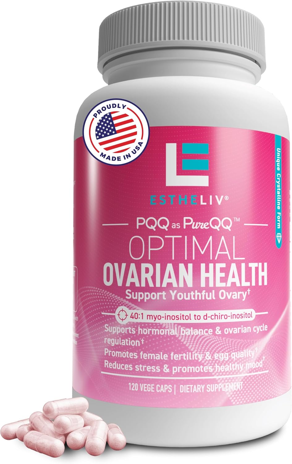 ESTHELIV Optimal Ovarian Health - Myo-Inositol & D-Chiro 40:1 with PQQ - 120 Capsules - görsel 1