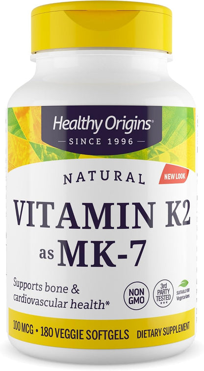 Healthy Origins Vitamin K2 100 mcg (MK-7) - 180 Vegetable Capsules