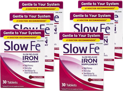 Slow Fe Slow Release Iron Tablets, 30 Tablets (Pack of 6)