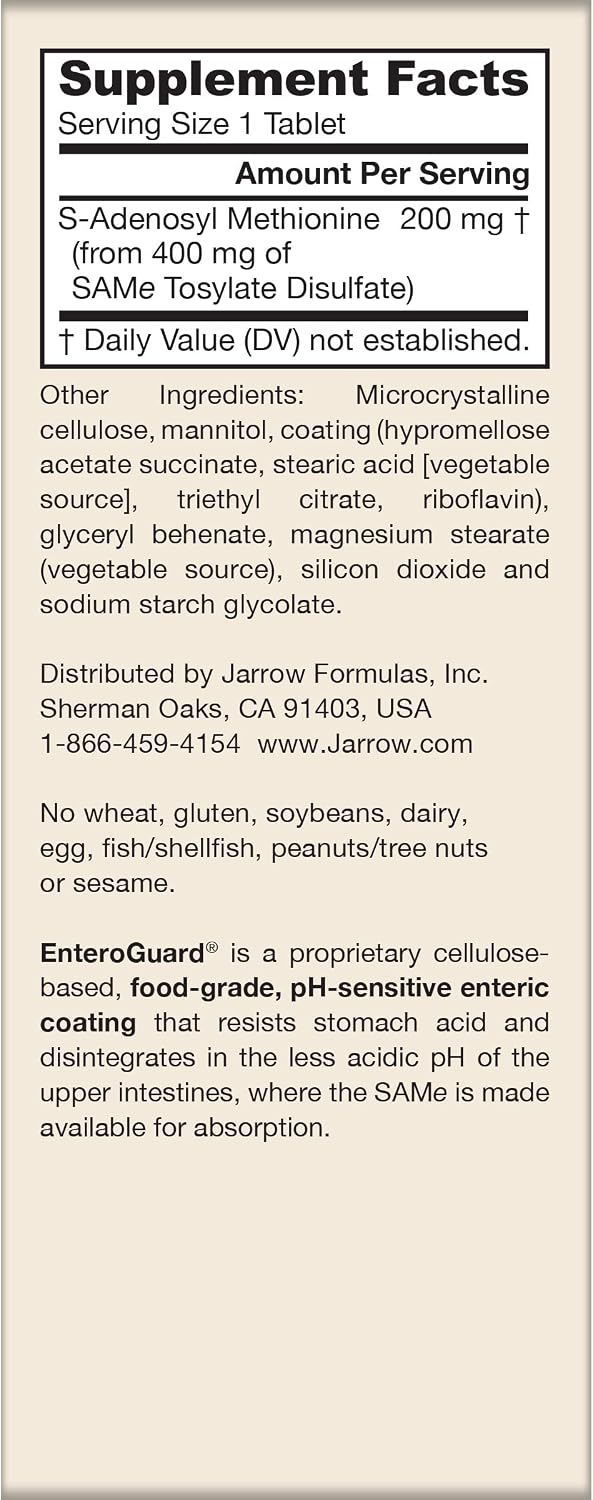 Jarrow Formulae SAMe 200 mg – Supports Joint, Liver & Brain Health | 20 Enteric-Coated Tablets - görsel 10