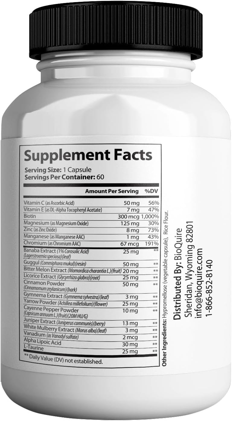 BIOQUIRE Gluco Pure Ultra - Maximum Strength Blood Sugar Support Supplement (60 Capsules) - görsel 2