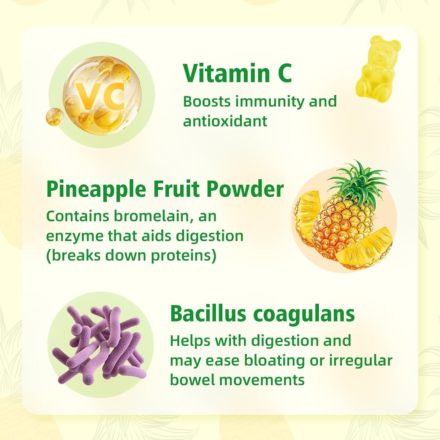 Premium Feminine Balance Gummies for Women's Immune Function, Hawaiian Pineapple Gummies Support pH Balance & Immune Function, Vegan, Gluten-free, 60 Gummies - görsel 5