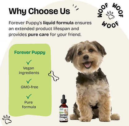 Forever Puppy Senior Dogs Drops – Immune and Brain Support Complex for Senior Dogs – 2 oz (59 ml)