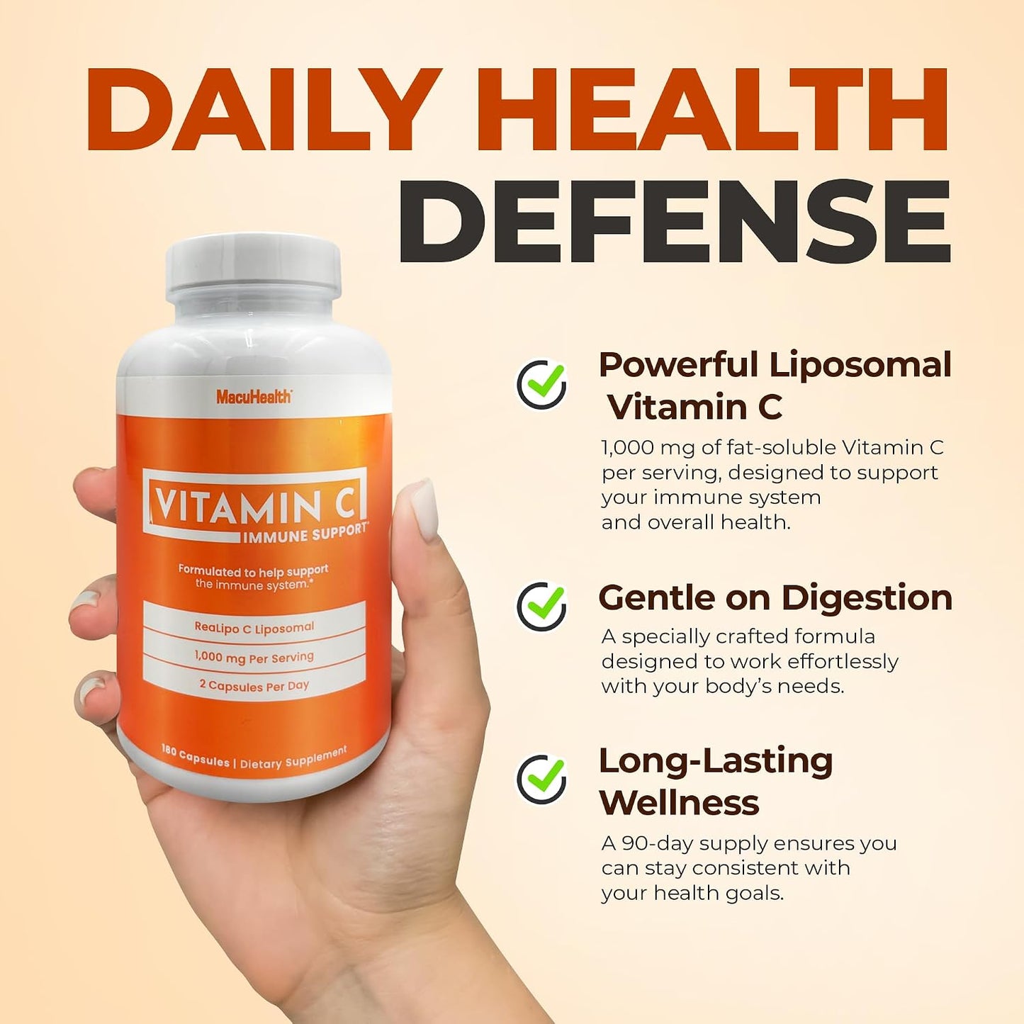 MacuHealth Liposomal Vitamin C 1000mg per Serving - High Bioavailability Vitamin with Fat-Soluble Antioxidants and Enhanced Absorption - 3 Month Supply - görsel 5