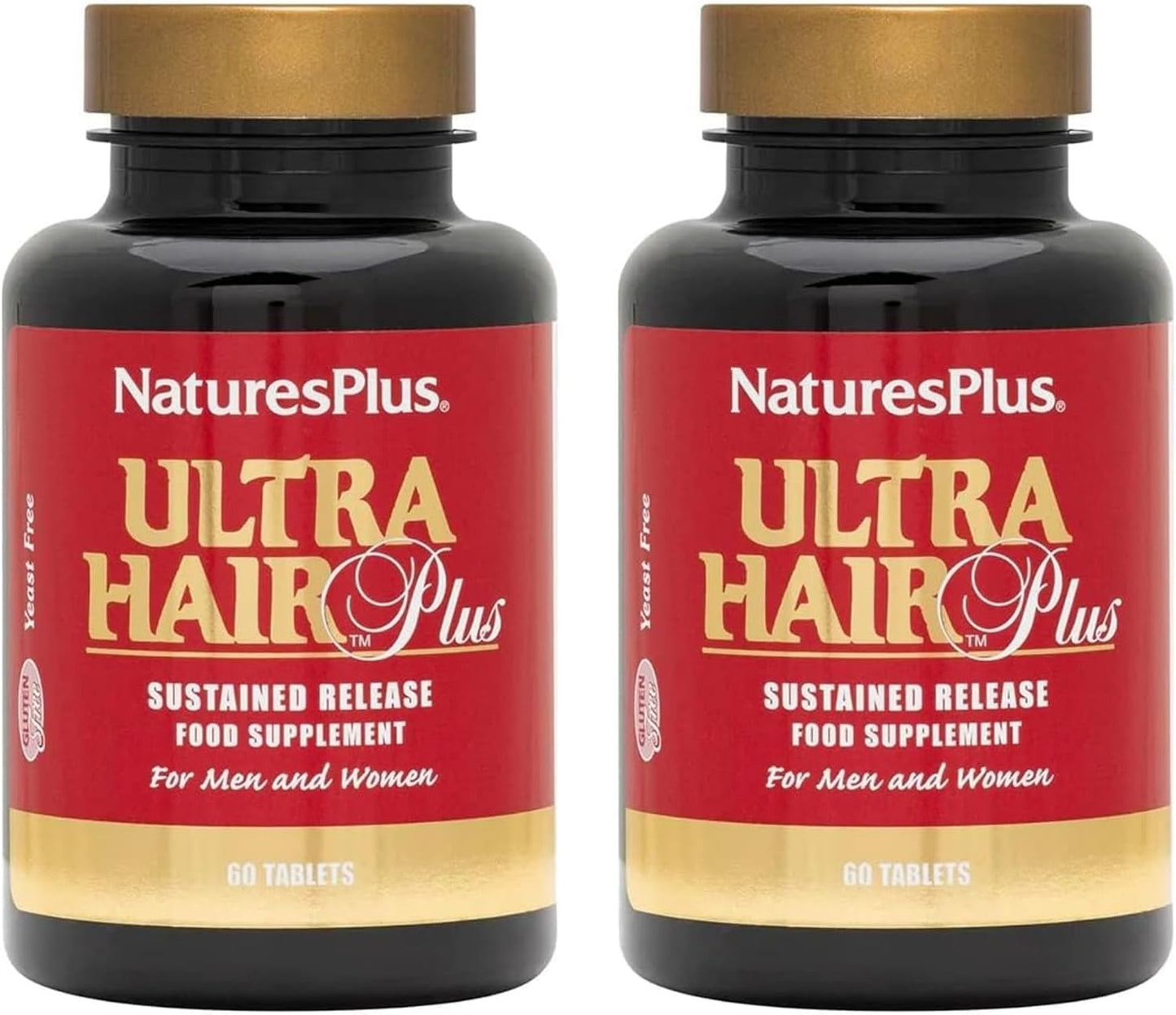 NaturesPlus Ultra Hair Plus - Sustained-Release Hair Supplement for Men & Women, 60 Tablets (Pack of 2) - görsel 1