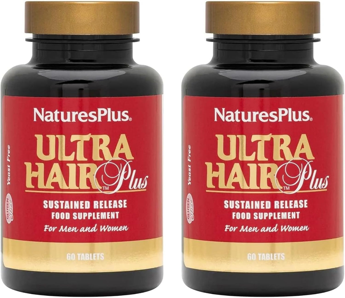 NaturesPlus Ultra Hair Plus - Sustained-Release Hair Supplement for Men & Women, 60 Tablets (Pack of 2) - görsel 1