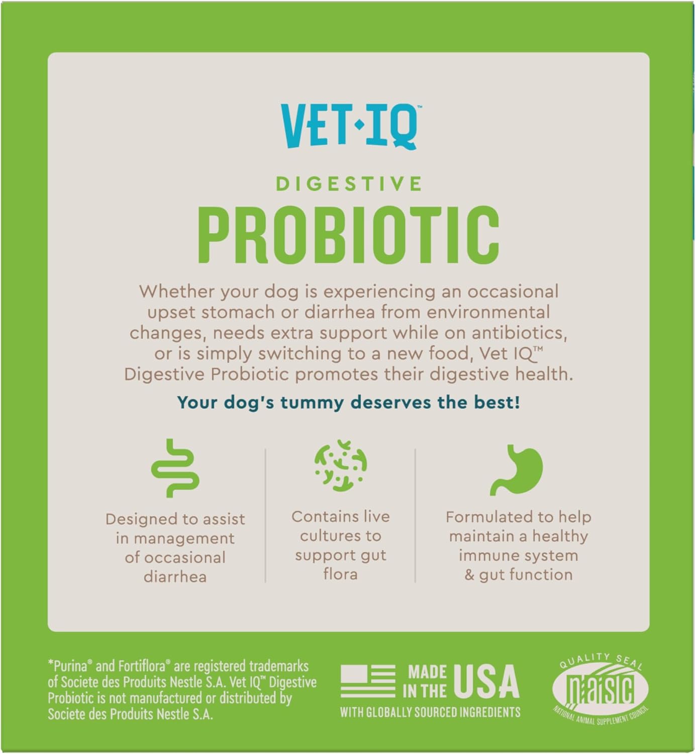 VetIQ Digestive Probiotic Powder for Dogs – 30-Count Single-Serve Packets with Enterococcus faecium Live Probiotics, Chicken Liver Flavour - görsel 6