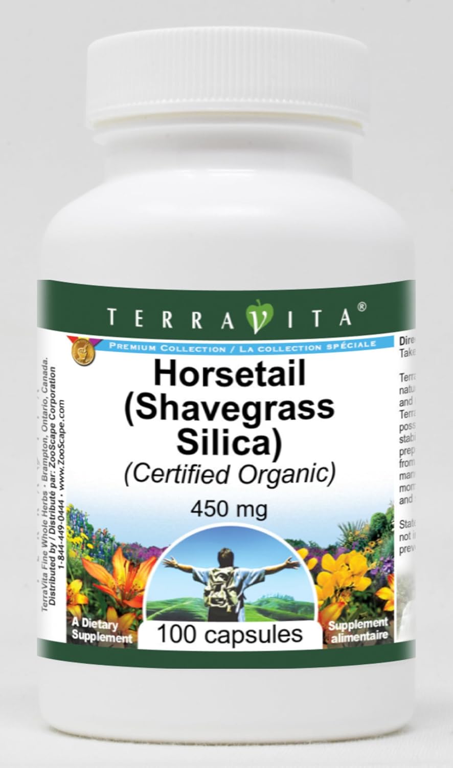 Terravita Organic Horsetail (Shavegrass Silica) - 450 mg, 100 Capsules (3-Pack) - görsel 1