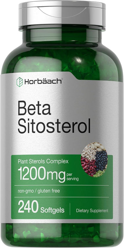 Horbäach Beta Sitosterol 1200 mg, 240 Soft gel capsule Capsules, Plant Sterols Complex, Non-GMO, Gluten-free Supplement
