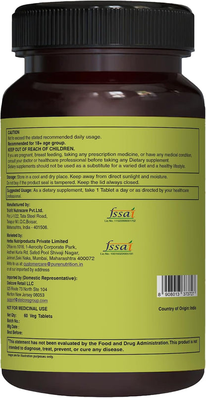 Pure Nutrition Whole Food Multivitamin for Women | 60 Tablets | One-A-Day | 100% NRV | 24 Natural Vitamins and Minerals