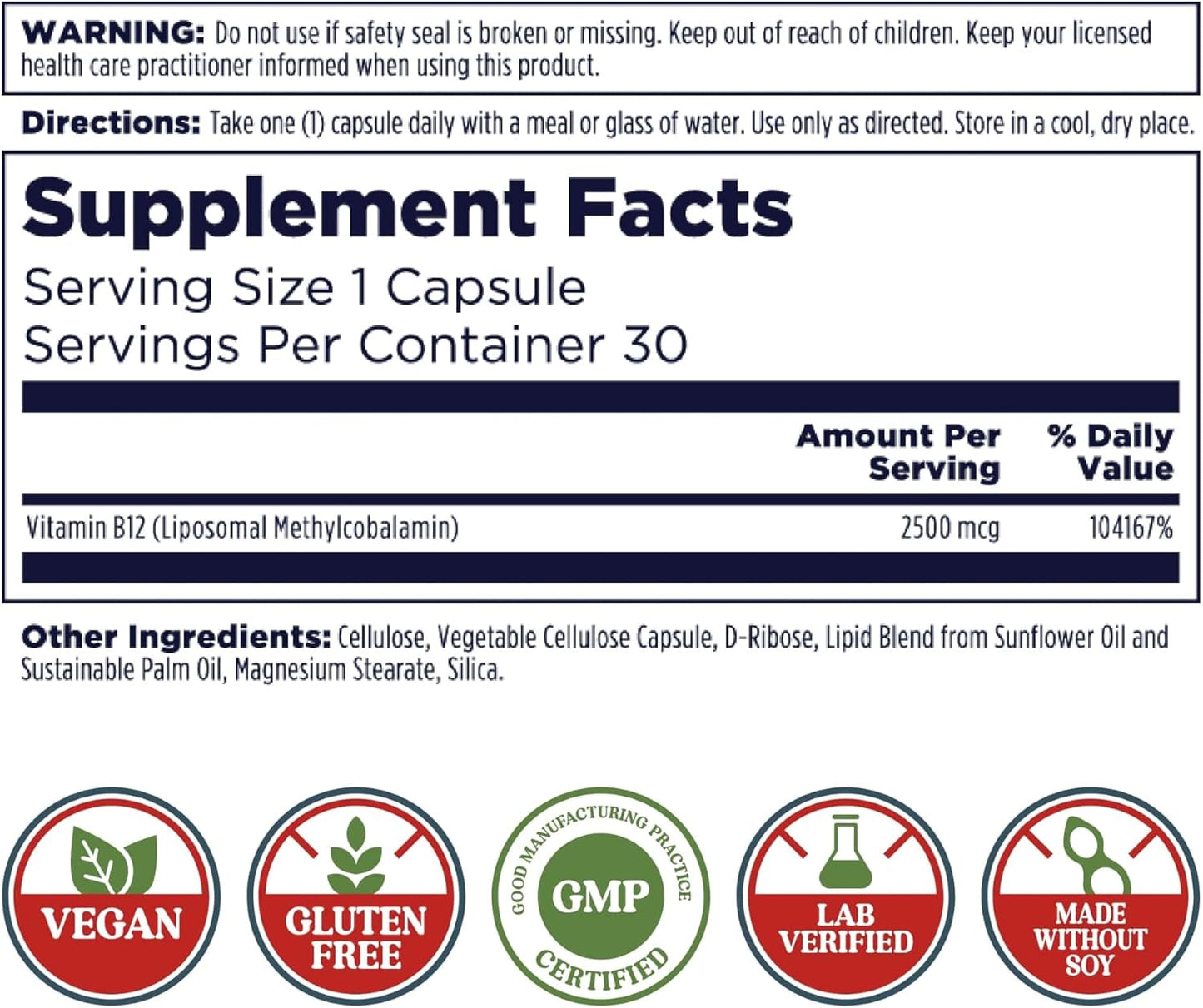 KAL Liposomal Vitamin B12 2500 mcg – 30 Vegan Capsules - görsel 3