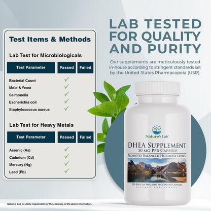 Nature's Lab DHEA 50mg Capsules, 300 Count