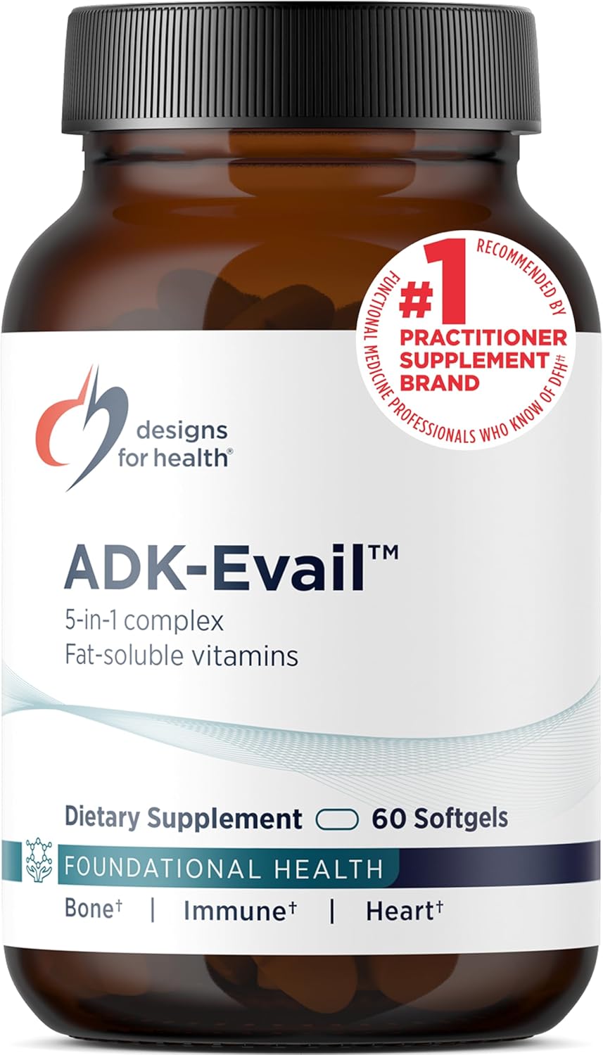 ADK Evail - 5000 IU Vitamin D3 with Vitamins A, E (Tocotrienols), K1 + K2 - Fat-Soluble Vitamin Complex - Bone & Immune Support (60 Softgels) - görsel 1