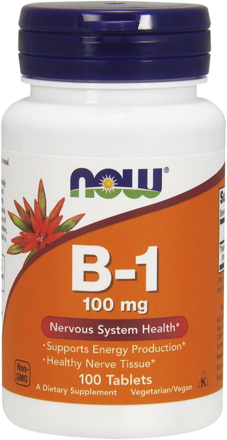 NOW Vitamin B-1 (Thiamine) 100mg, 100 Tablets (Pack of 4) - görsel 1