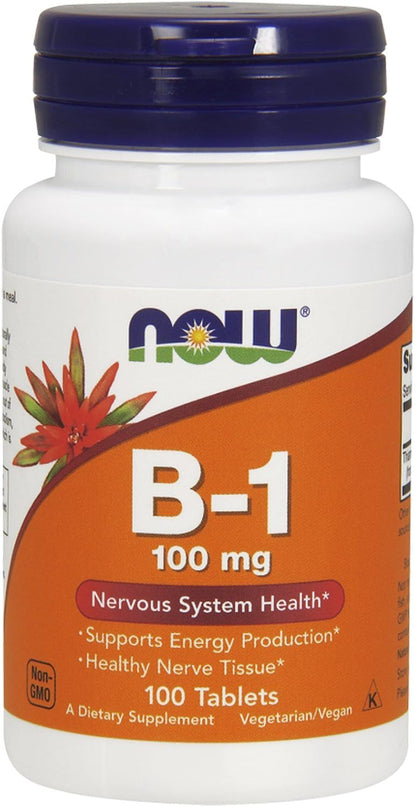 NOW Vitamin B-1 (Thiamine) 100mg, 100 Tablets (Pack of 4)