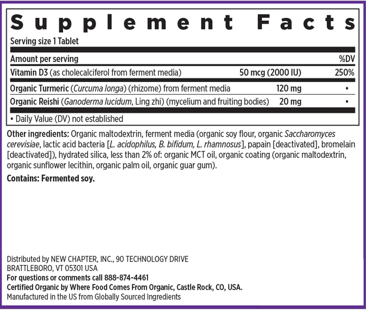 New Chapter Fermented Vitamin D3 2,000 IU – Organic, One Daily with Turmeric & Reishi Mushroom - görsel 6