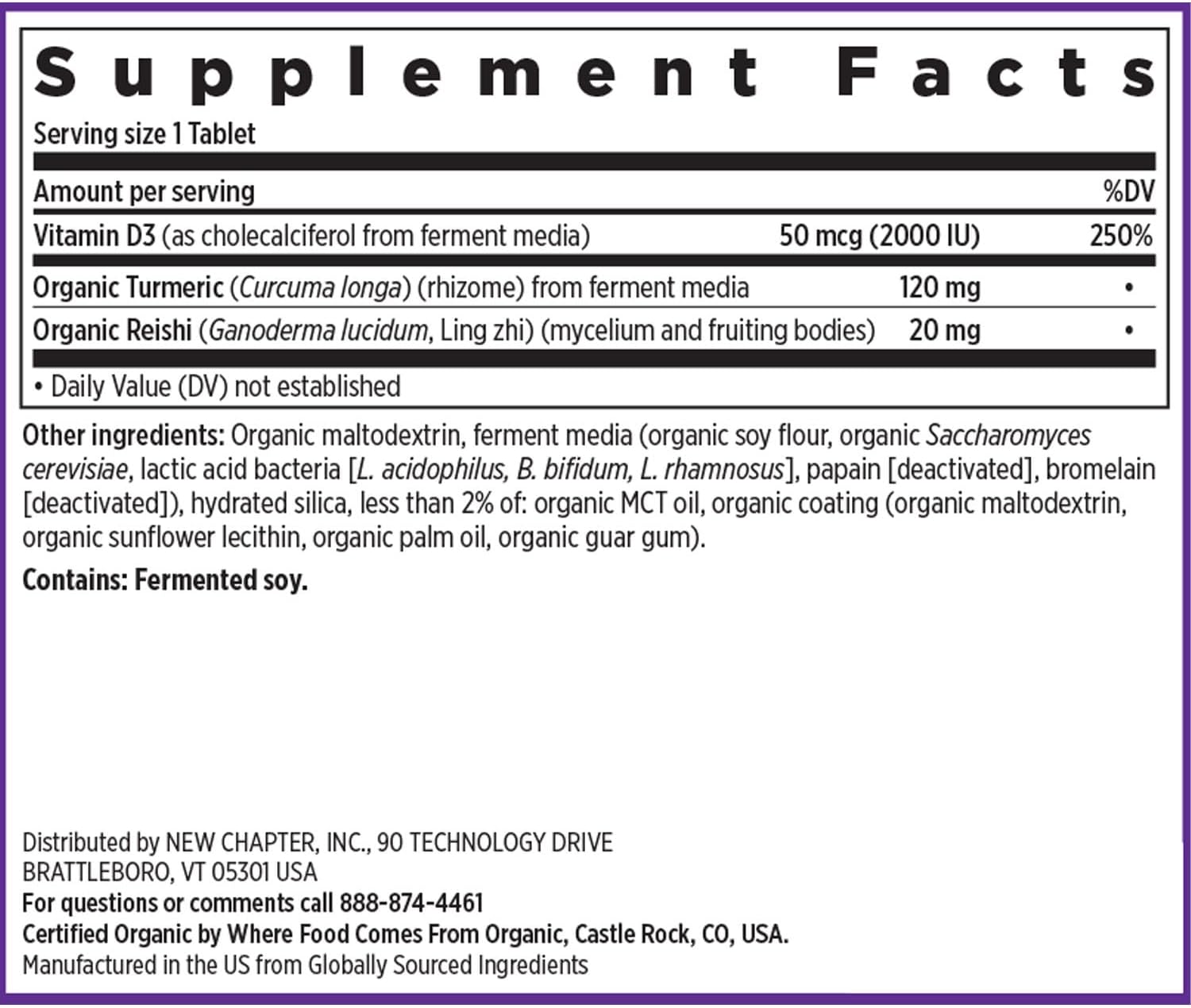 New Chapter Fermented Vitamin D3 2,000 IU – Organic Immune and Bone Support with Turmeric and Reishi Mushroom, 90 Vegetarian Tablets - görsel 6