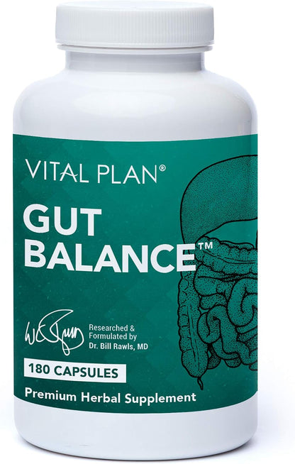 Vital Plan Gut Balance - Advanced Digestive Health with Slippery Elm, Berberine & Dandelion (180 Capsules)