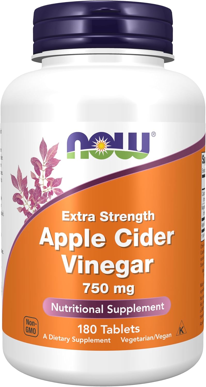 NOW Foods Apple Cider Vinegar 750 mg Extra Strength Tablets (180 Count) - görsel 1