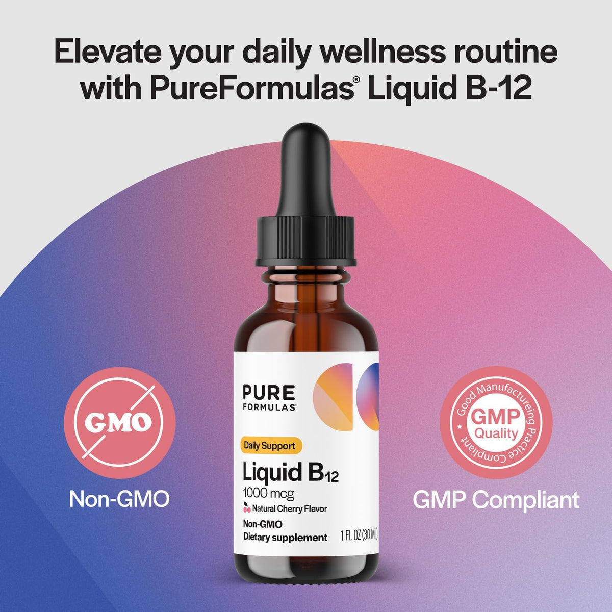 PureFormulas Liquid B12 1000 mcg - Natural Cherry Flavour Sublingual Drops, 30 ml - görsel 3