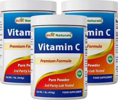 Best Naturals 100% Pure Vitamin C Powder - Non-GM Ascorbic Acid, 454 g (Pack of 3) – Image 1