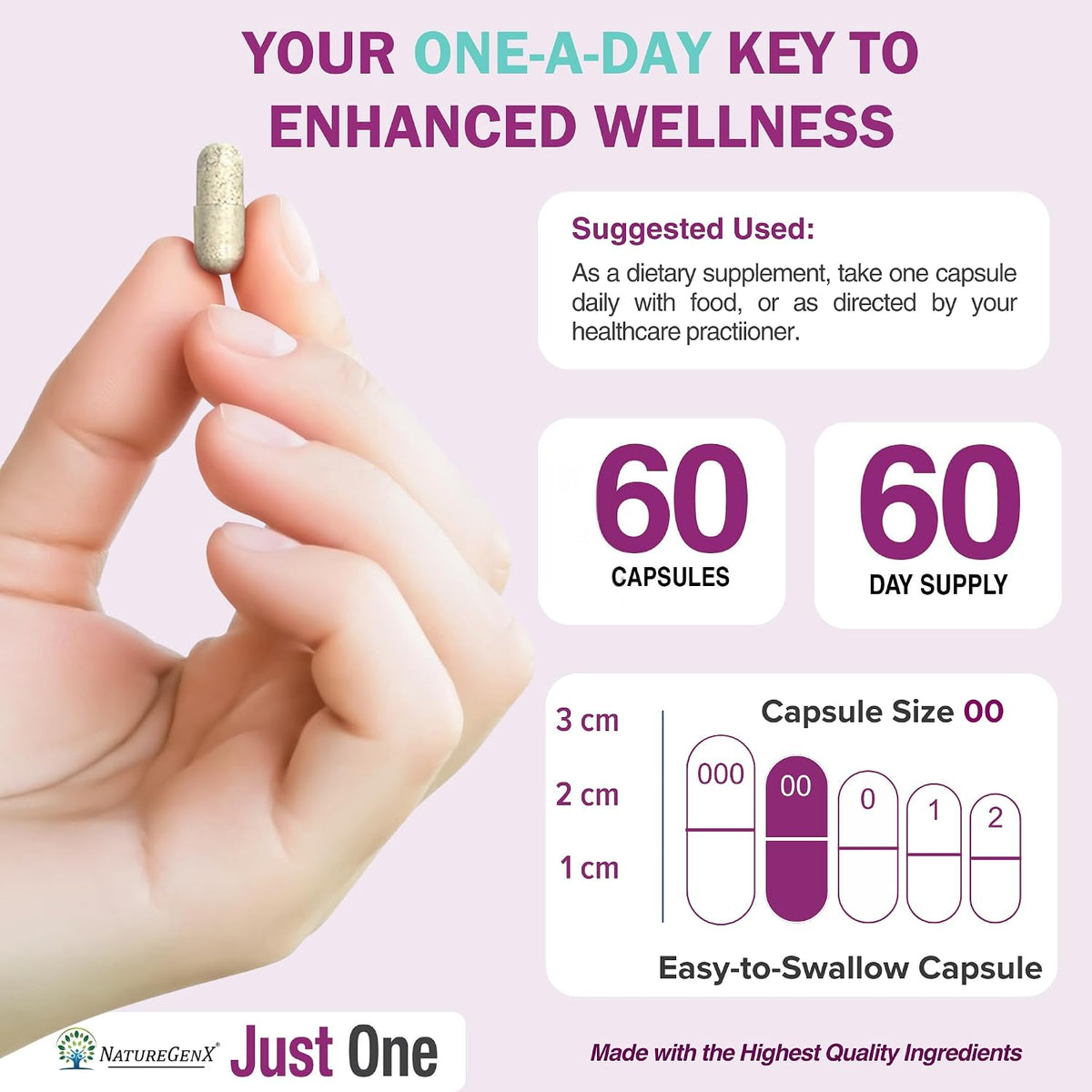 NatureGenX Just One Daily Methylated Multivitamin - Iron-Free, Methyl B12 & Quatrefolic Methylfolate, 120 Vegan Capsules (4-Month Supply) - görsel 7