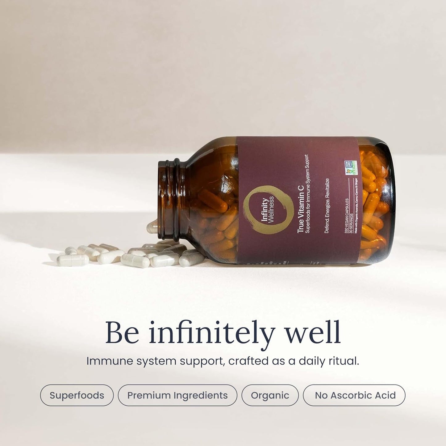 Infinity-C Organic Vitamin C Capsules – Whole Food Vitamin C 1000mg with Acerola, Camu Camu & Amla - görsel 8