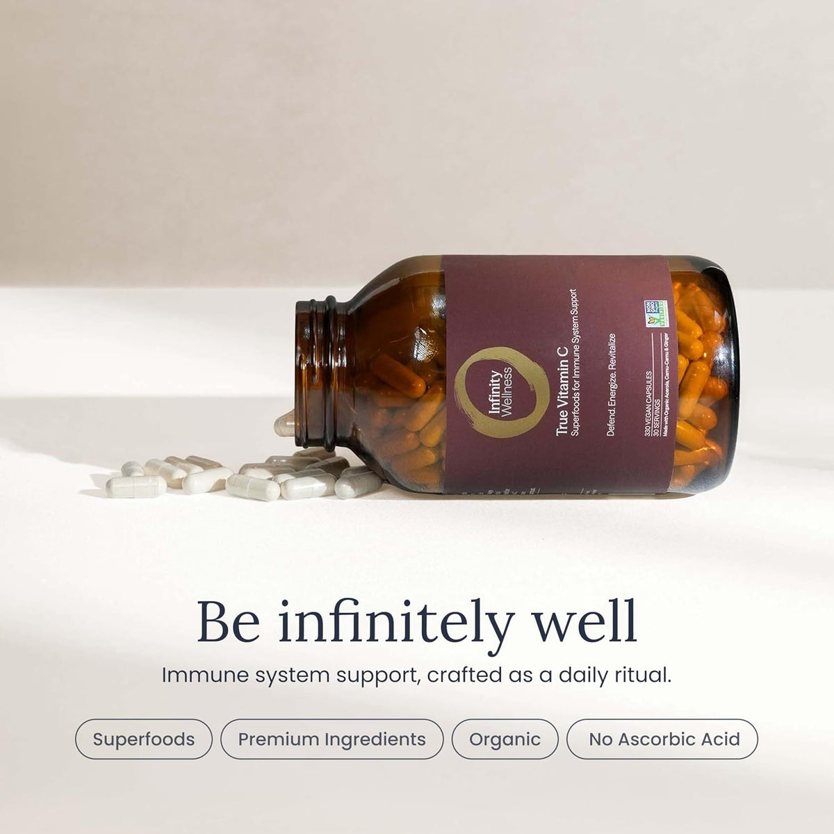 Infinity-C Organic Vitamin C Capsules – Whole Food Vitamin C 1000mg with Acerola, Camu Camu & Amla - görsel 8