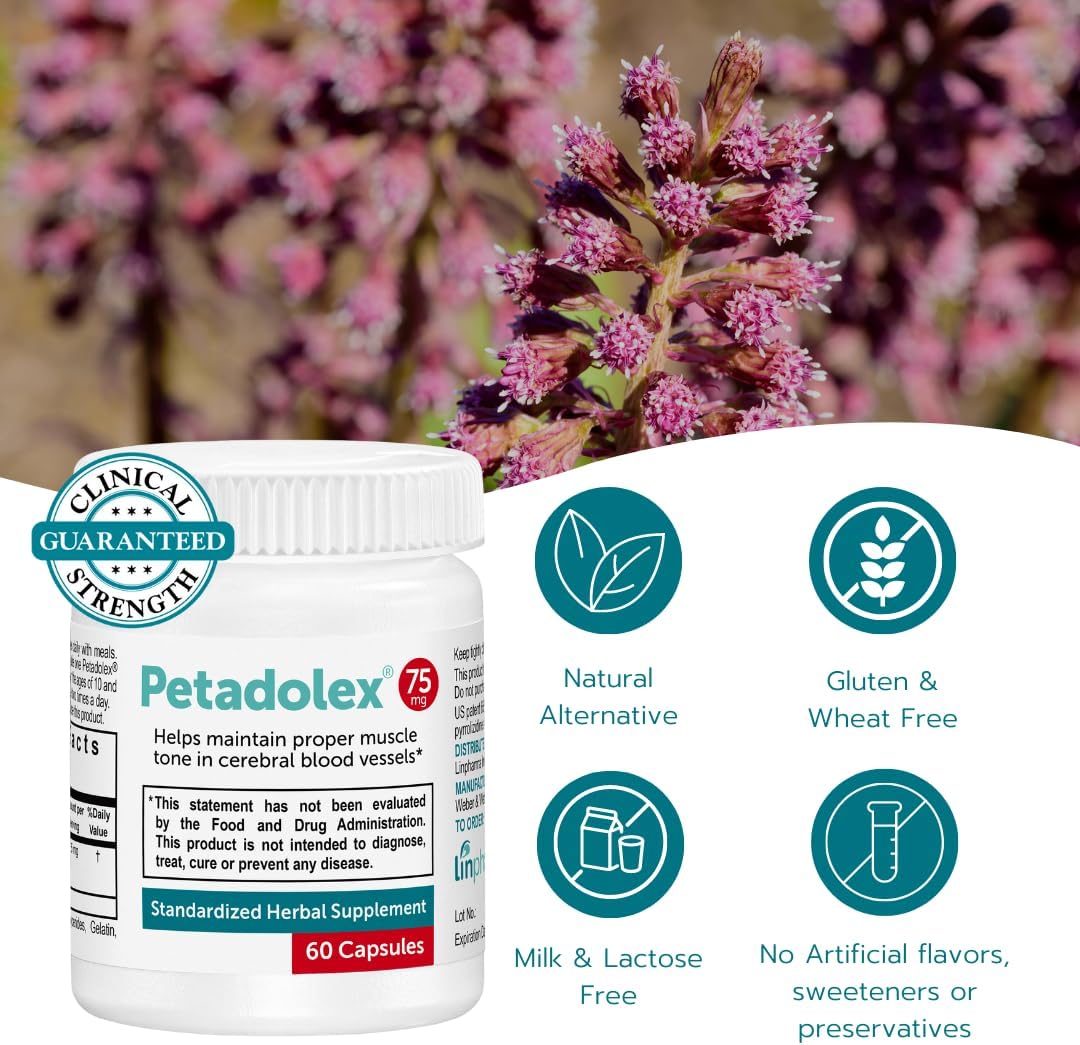 Petadolex Linpharma 75 mg Patented PA-Free Butterbur Root Extract – 2 Bottles - görsel 3