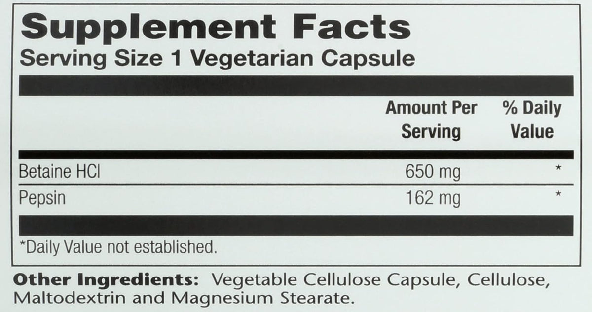 Solaray HCl Pepsin High Potency 650 mg, 100 Vegetarian Capsules - görsel 4