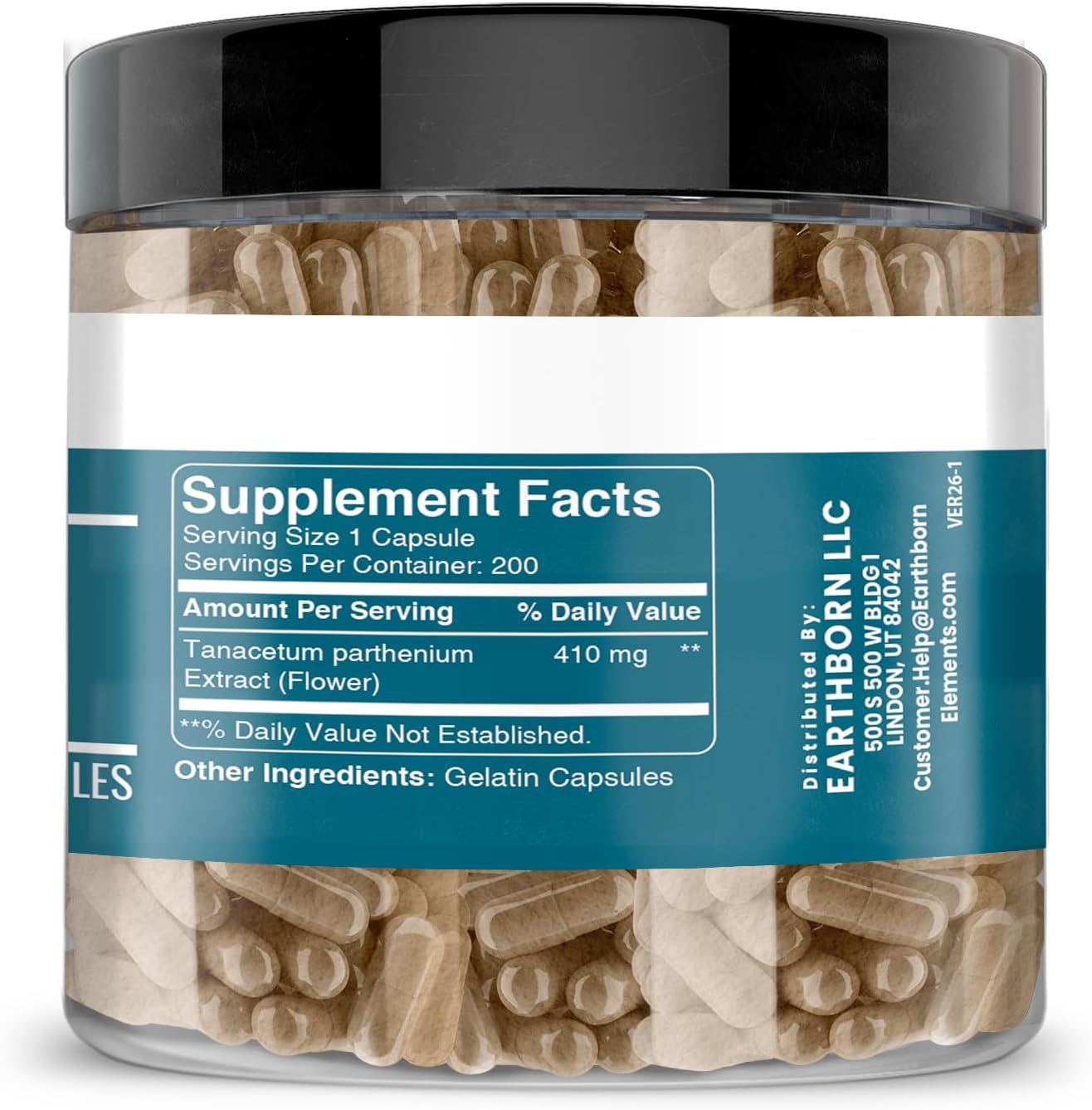 Earthborn Elements Feverfew Extract 200 Capsules, Pure & Unadulterated, No Additives - görsel 5