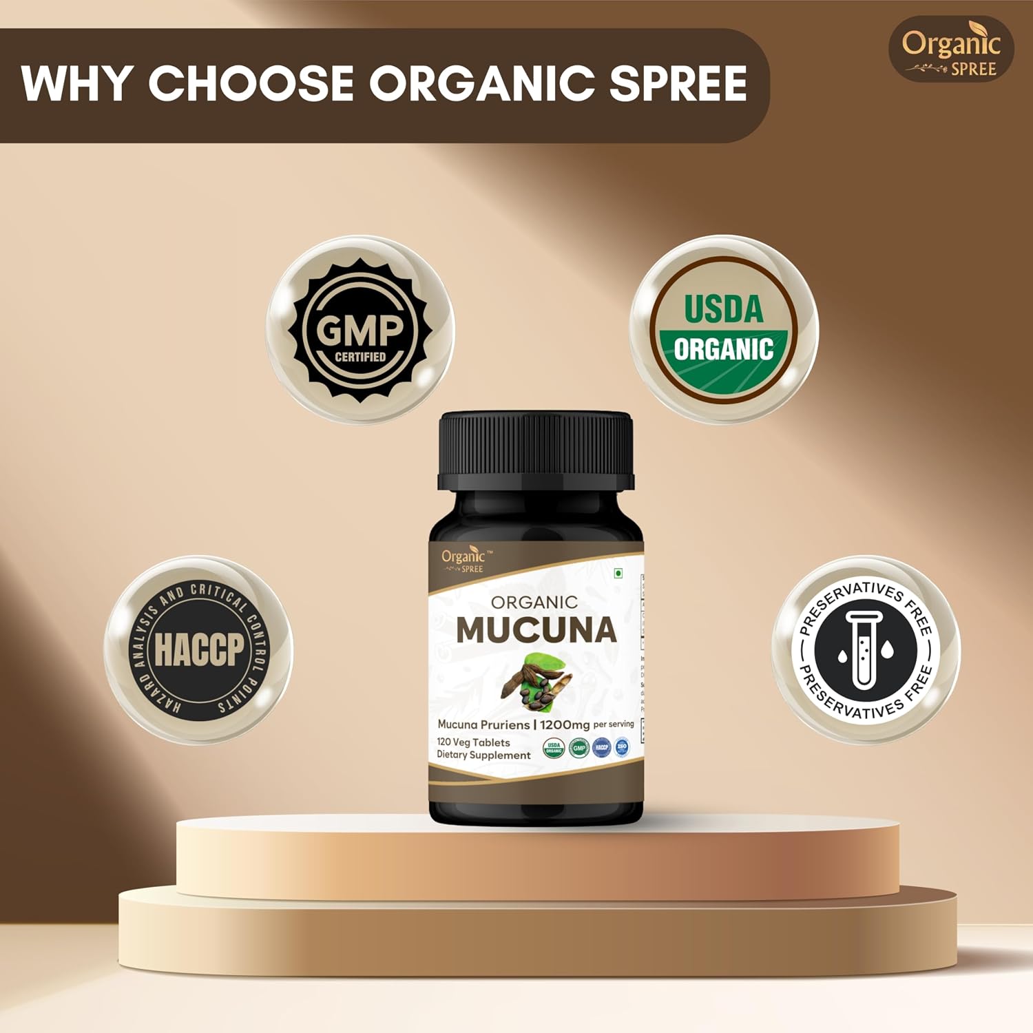 ORGANIC SPREE Mucuna Tablets - Organic Mucuna Supplement, 120 Tablets (Pack of 3) - görsel 6