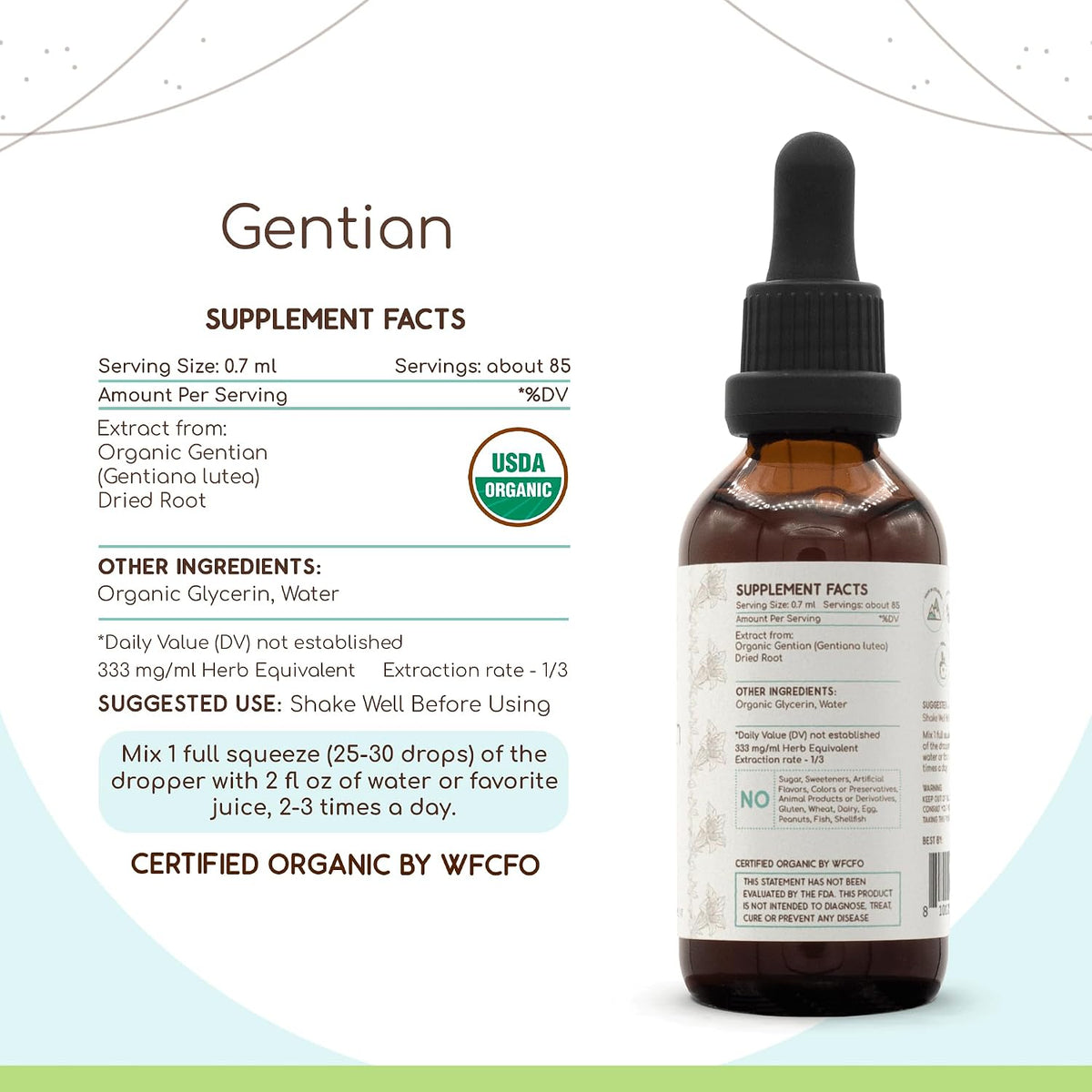 Gentian USDA Organic – Alcohol-Free Bitter Drops, 2 fl oz (60 ml) - görsel 2