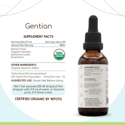 Gentian USDA Organic – Alcohol-Free Bitter Drops, 2 fl oz (60 ml)