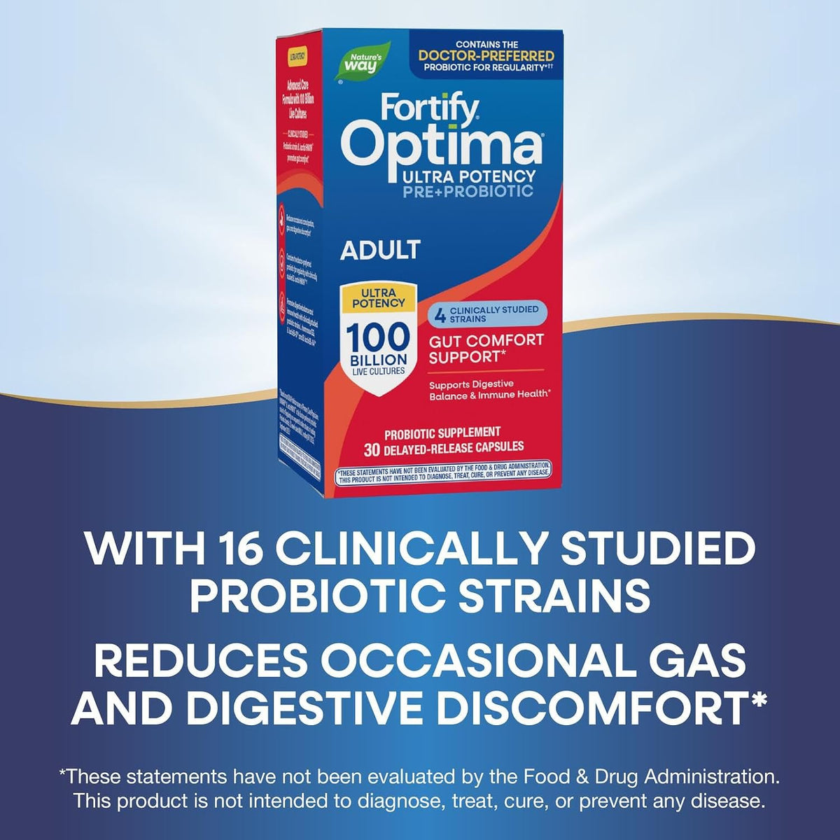 Nature's Way Fortify Optima Probiotic for Adults, 100 Billion Live Cultures, 16 Strains, Supports Digestive and Immune Health, Plant-Based Prebiotic Fibre, 30 Capsules (Packaging May Vary) - görsel 4