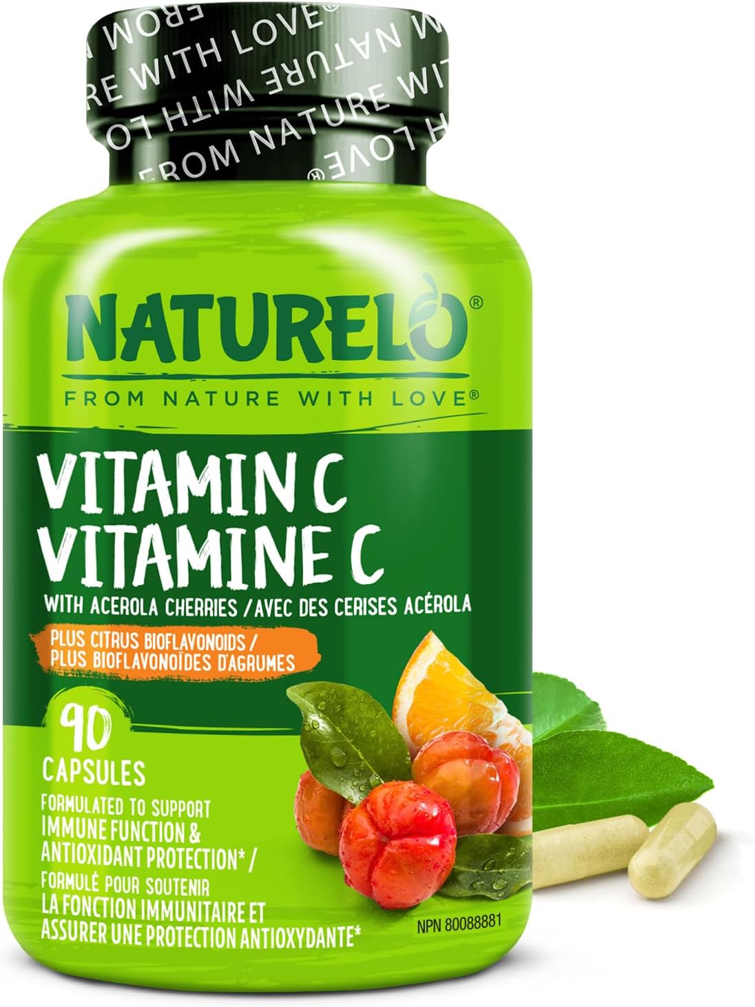 NATURELO Vitamin C with Organic Acerola Cherry and Citrus Bioflavonoids - 500 mg - 180 Vegan Capsules - görsel 9