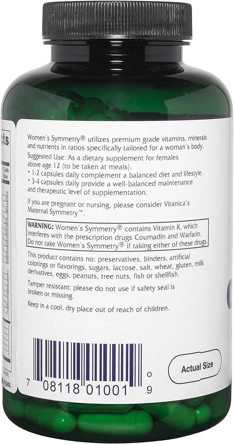 Vitanica Women's Symmetry – High Potency Daily Multivitamin, Vegan, 180 Capsules - görsel 3