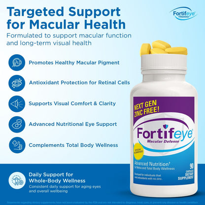 Fortifeye Macular Defence Multivitamin - All-Natural Eye & Body Supplement with Lutein & Zeaxanthin, 90 Tablets