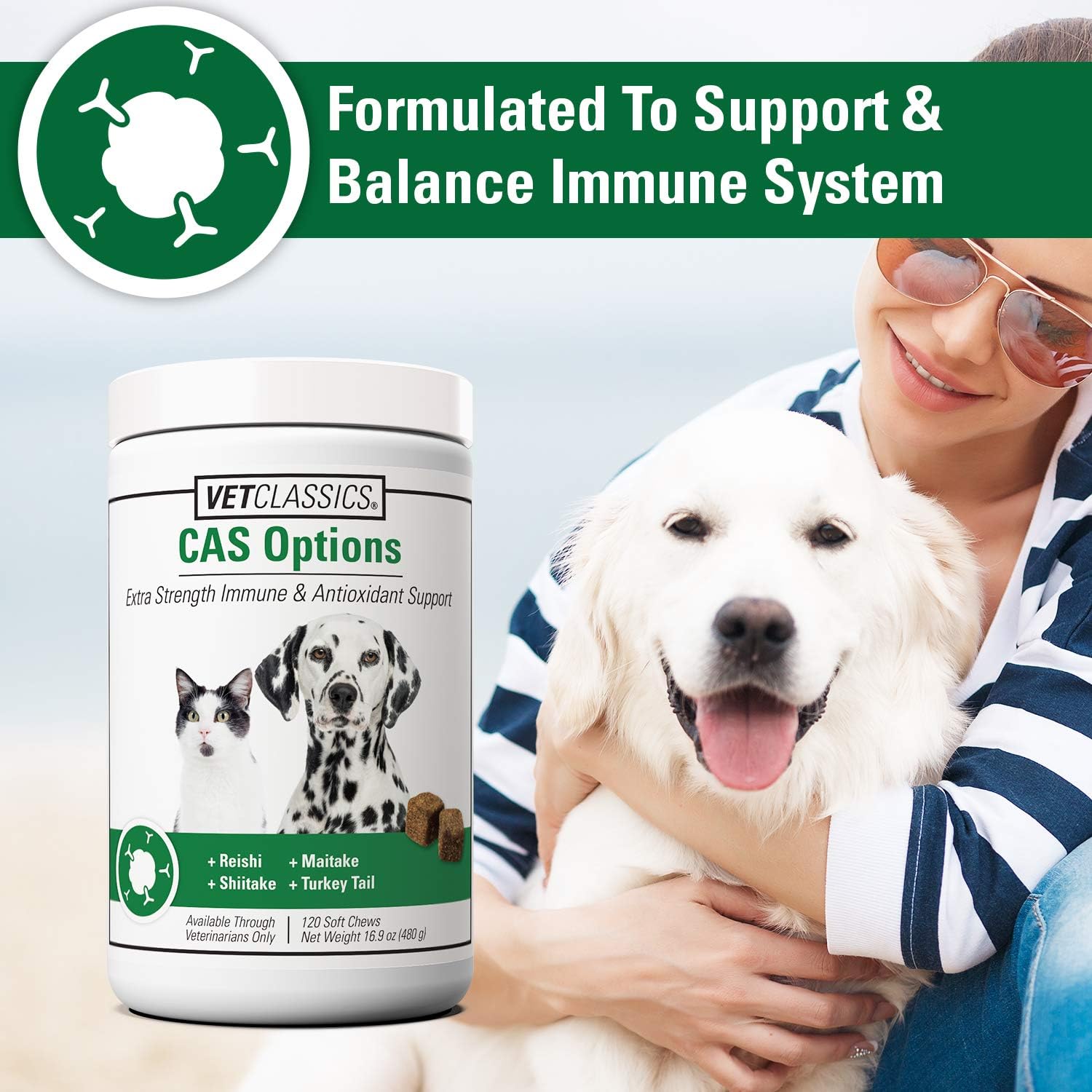 CAS Options Extra Strength Immune Support for Dogs, Cats – Pet Health Supplement, Dog Antioxidant Care – Extra-Strength Dog Supplement Formula – 120 Soft Chews - görsel 3