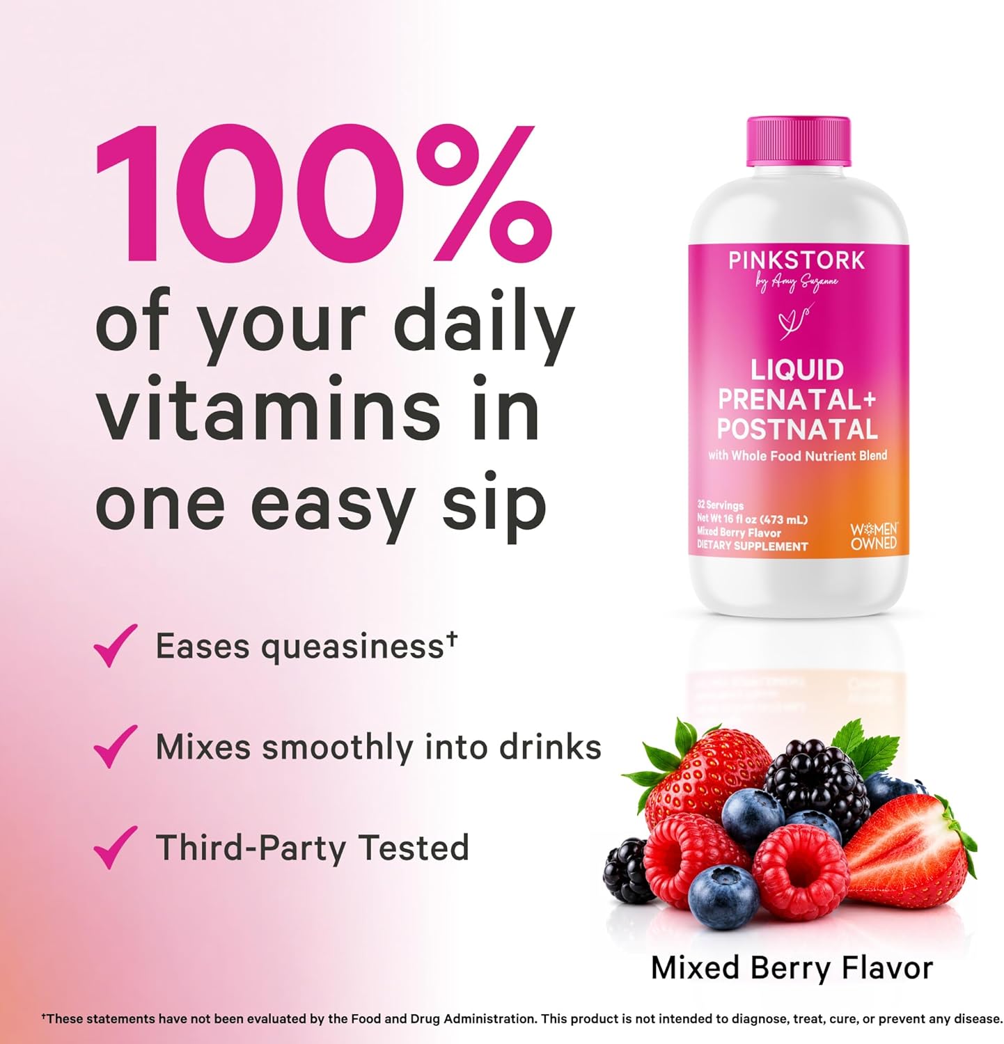 Pink Stork Liquid Prenatal Vitamins for Women – Berry, 32 Servings - görsel 4