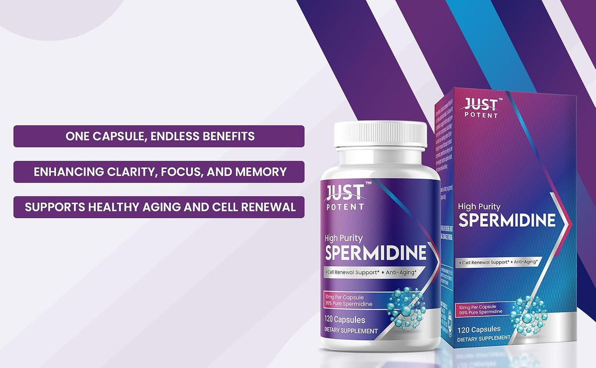 Just Potent High Purity (99%) Spermidine Supplement – 120 Capsules, 10mg Each – Cell Renewal Support - görsel 5