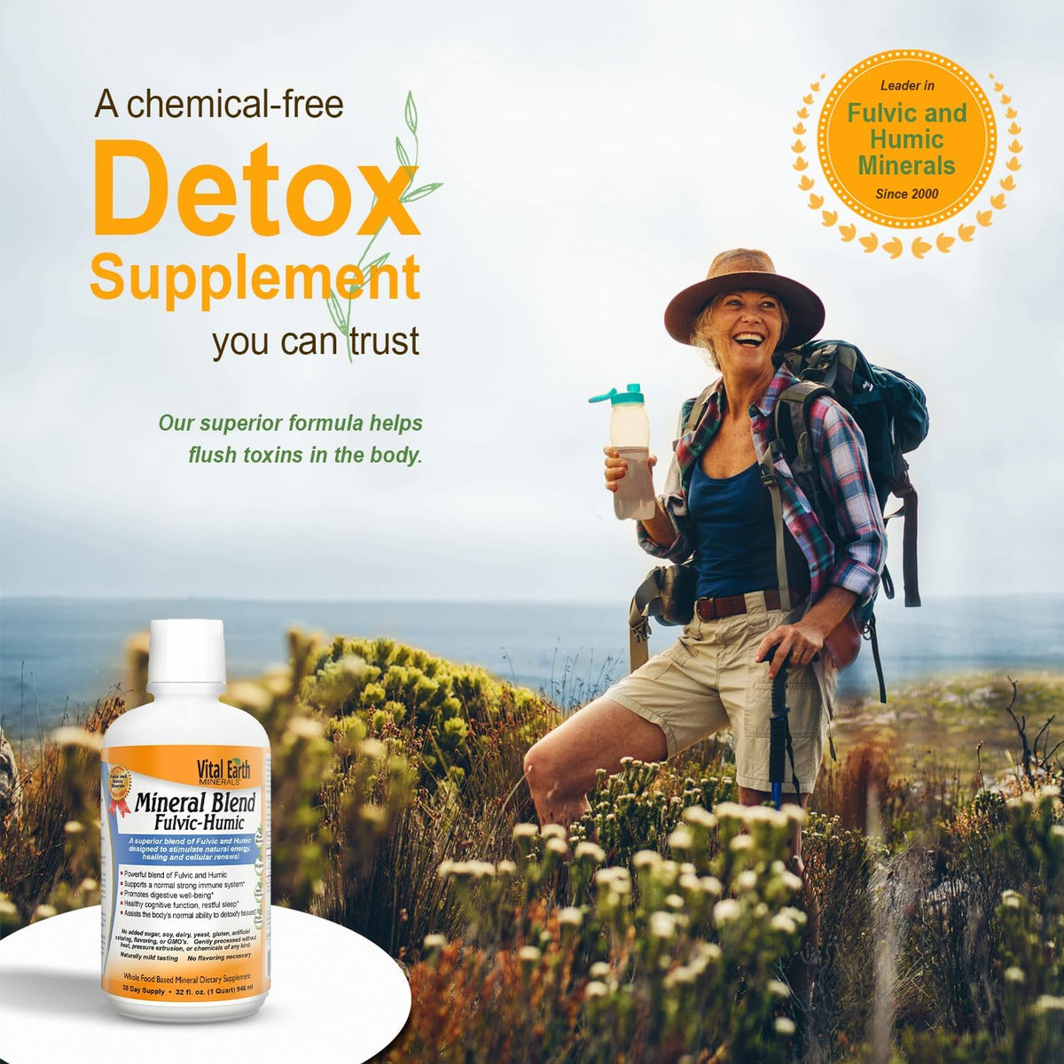 Vital Earth Minerals Detox & Wellness Support – Fulvic Humic Blend with over 70 Trace Minerals & Liquid Multivitamin, 946 ml Each - görsel 5